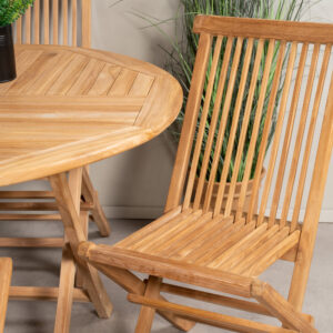 Kenya, Kenya – Ensemble repas – Naturel – Table : ⌀120 Chaise : 62 x 89 x 47 cm