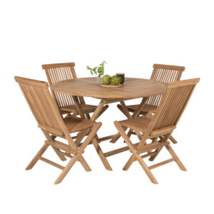 Kenya, Kenya – Ensemble repas – Naturel – Table : ⌀120 Chaise : 62 x 89 x 47 cm