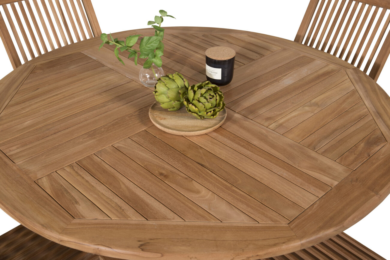 Kenya, Kenya – Ensemble repas – Naturel – Table : ⌀120 Chaise : 62 x 89 x 47 cm