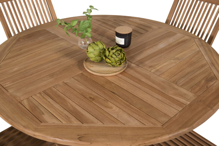 Kenya, Kenya – Ensemble repas – Naturel – Table : ⌀120 Chaise : 62 x 89 x 47 cm