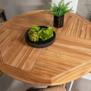 Kenya, Texas – Ensemble repas – Naturel – Table : ⌀120 Chaise : 57 x 91 x 57 cm