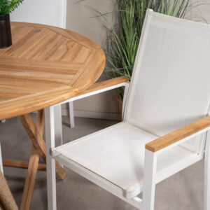 Kenya, Texas – Ensemble repas – Naturel – Table : ⌀120 Chaise : 57 x 91 x 57 cm
