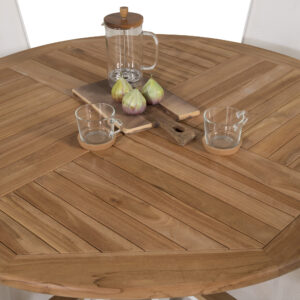 Kenya, Texas – Ensemble repas – Naturel – Table : ⌀120 Chaise : 57 x 91 x 57 cm