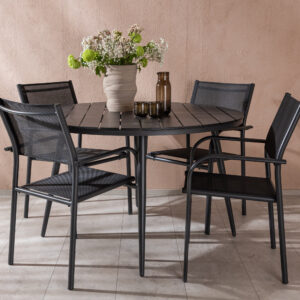 Break, Santorini – Ensemble repas – Table : ⌀120 Chaise : 58 x 88 x 56 cm