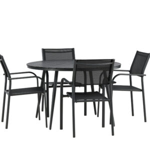 Break, Santorini – Ensemble repas – Table : ⌀120 Chaise : 58 x 88 x 56 cm