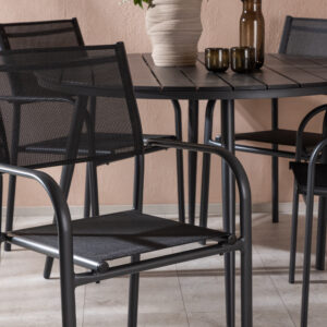 Break, Santorini – Ensemble repas – Table : ⌀120 Chaise : 58 x 88 x 56 cm