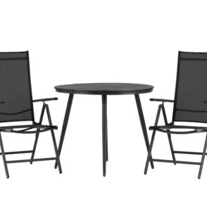 Break, Break – Ensemble repas – Noir – Table : ⌀90 Chaise : 62 x 107,5 x 55 cm