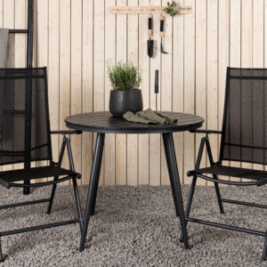 Break, Break – Ensemble repas – Noir – Table : ⌀90 Chaise : 62 x 107,5 x 55 cm