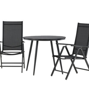 Break, Break – Ensemble repas – Noir – Table : ⌀90 Chaise : 62 x 107,5 x 55 cm
