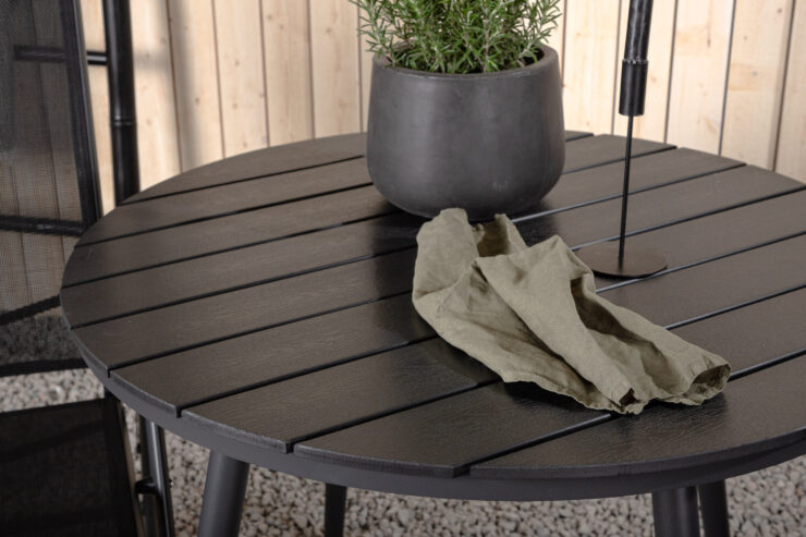 Break, Break – Ensemble repas – Noir – Table : ⌀90 Chaise : 62 x 107,5 x 55 cm