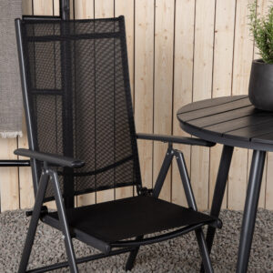 Break, Break – Ensemble repas – Noir – Table : ⌀90 Chaise : 62 x 107,5 x 55 cm