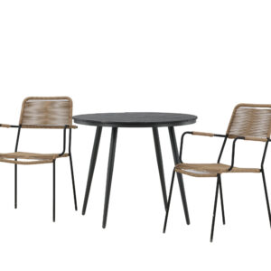 Break, Lindos – Ensemble repas – Table : ⌀90 Chaise : 66 x 85 x 55 cm