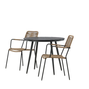 Break, Lindos – Ensemble repas – Table : ⌀90 Chaise : 66 x 85 x 55 cm
