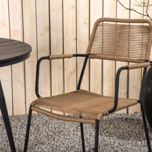 Break, Lindos – Ensemble repas – Table : ⌀90 Chaise : 66 x 85 x 55 cm