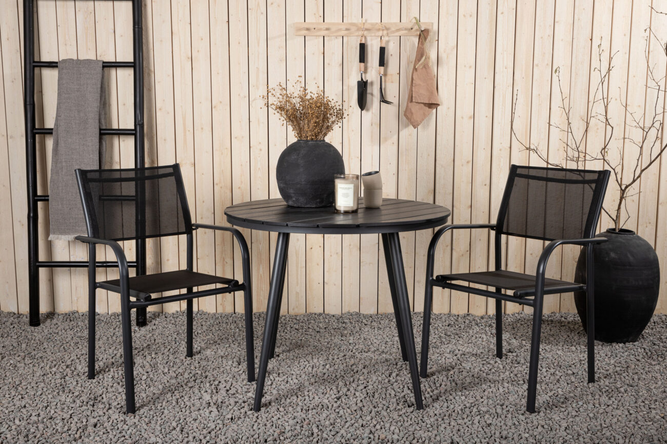 Break, Santorini – Ensemble repas – Table : ⌀90 Chaise : 58 x 88 x 56 cm