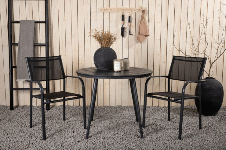 Break, Santorini – Ensemble repas – Table : ⌀90 Chaise : 58 x 88 x 56 cm