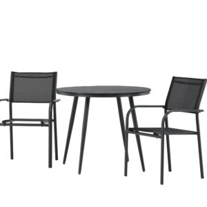 Break, Santorini – Ensemble repas – Table : ⌀90 Chaise : 58 x 88 x 56 cm