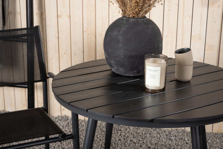 Break, Santorini – Ensemble repas – Table : ⌀90 Chaise : 58 x 88 x 56 cm