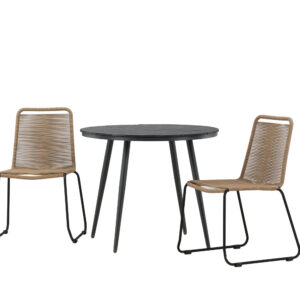 Break, Lindos – Ensemble repas – Table : ⌀90 Chaise : 59 x 86 x 57 cm