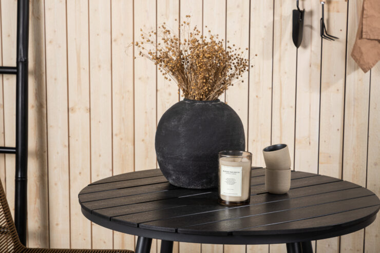 Break, Lindos – Ensemble repas – Table : ⌀90 Chaise : 59 x 86 x 57 cm