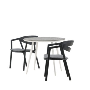 Break, Slit – Ensemble repas – Gris – Table : ⌀90 Chaise : 62 x 76 x 59 cm