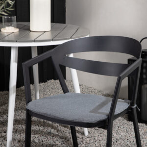Break, Slit – Ensemble repas – Gris – Table : ⌀90 Chaise : 62 x 76 x 59 cm