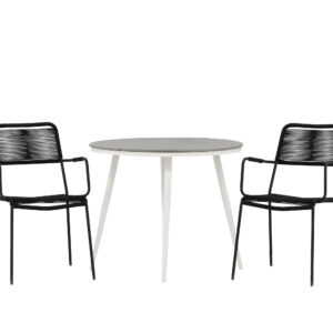 Break, Lindos – Ensemble repas – Table : ⌀90 Chaise : 66 x 85 x 55 cm