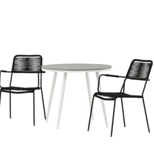 Break, Lindos – Ensemble repas – Table : ⌀90 Chaise : 66 x 85 x 55 cm