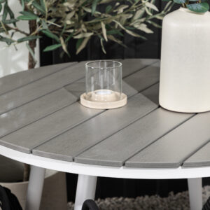 Break, Lindos – Ensemble repas – Table : ⌀90 Chaise : 66 x 85 x 55 cm