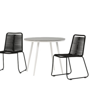 Break, Lindos – Ensemble repas – Table : ⌀90 Chaise : 59 x 86 x 57 cm