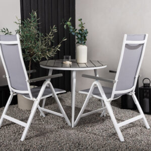 Break, Albany – Ensemble repas – Table : ⌀90 Chaise : 67 x 109,5 x 59 cm