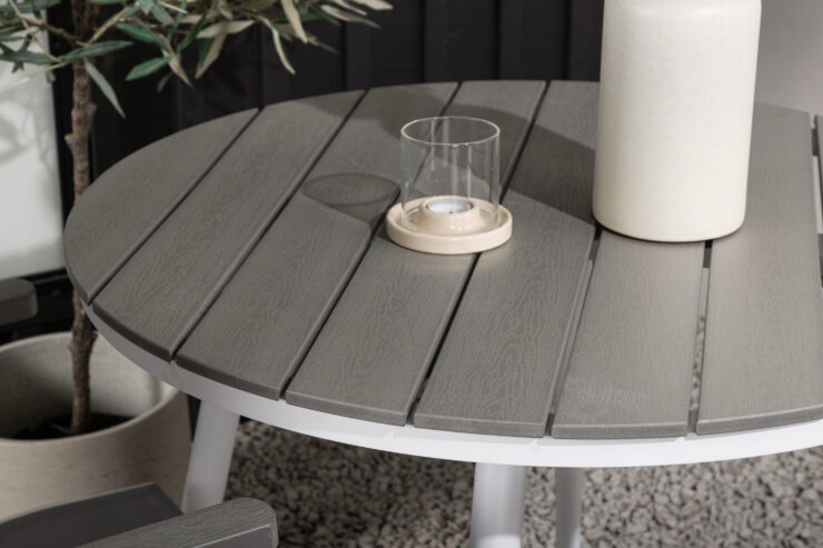 Break, Albany – Ensemble repas – Table : ⌀90 Chaise : 67 x 109,5 x 59 cm