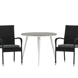 Break, Anna – Ensemble repas – Table : ⌀90 Chaise : 64 x 95 x 55 cm