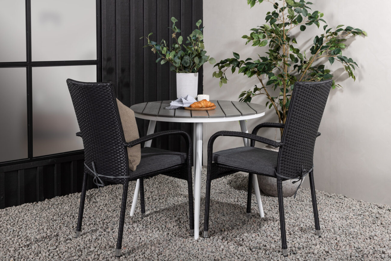 Break, Anna – Ensemble repas – Table : ⌀90 Chaise : 64 x 95 x 55 cm