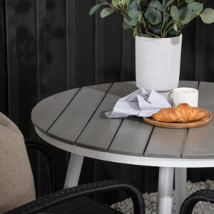 Break, Anna – Ensemble repas – Table : ⌀90 Chaise : 64 x 95 x 55 cm