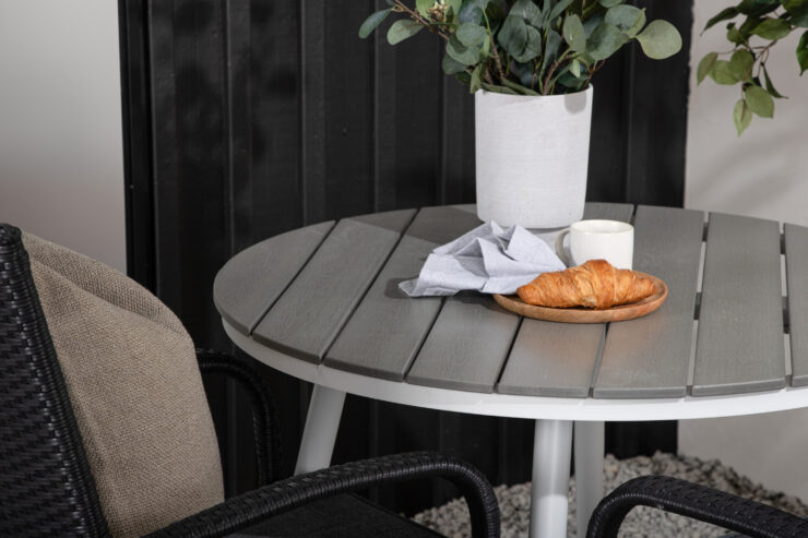 Break, Anna – Ensemble repas – Table : ⌀90 Chaise : 64 x 95 x 55 cm