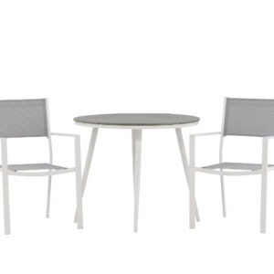 Break, Copacabana – Ensemble repas – Table : ⌀90 Chaise : 60,5 x 88 x 56,5 cm