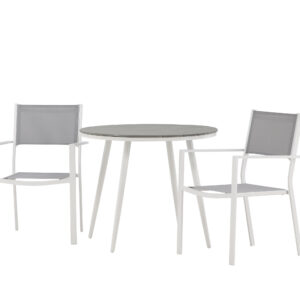 Break, Copacabana – Ensemble repas – Table : ⌀90 Chaise : 60,5 x 88 x 56,5 cm