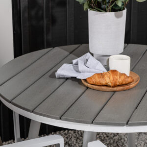 Break, Copacabana – Ensemble repas – Table : ⌀90 Chaise : 60,5 x 88 x 56,5 cm