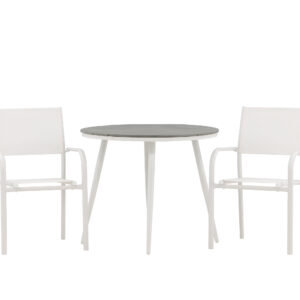 Break, Santorini – Ensemble repas – Table : ⌀90 Chaise : 58 x 89 x 56 cm