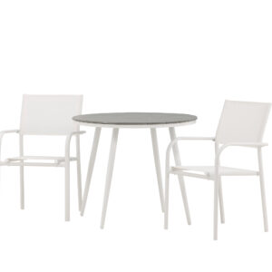 Break, Santorini – Ensemble repas – Table : ⌀90 Chaise : 58 x 89 x 56 cm