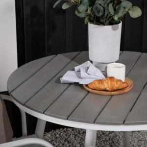 Break, Santorini – Ensemble repas – Table : ⌀90 Chaise : 58 x 89 x 56 cm