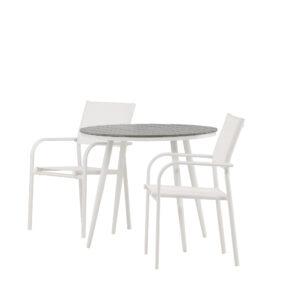 Break, Santorini – Ensemble repas – Table : ⌀90 Chaise : 58 x 89 x 56 cm
