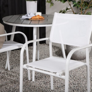 Break, Santorini – Ensemble repas – Table : ⌀90 Chaise : 58 x 89 x 56 cm