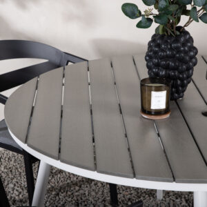 Break, Slit – Ensemble repas – Gris – Table : ⌀120 Chaise : 62 x 76 x 59 cm