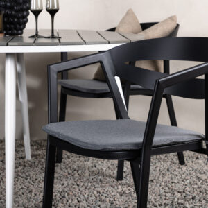 Break, Slit – Ensemble repas – Gris – Table : ⌀120 Chaise : 62 x 76 x 59 cm