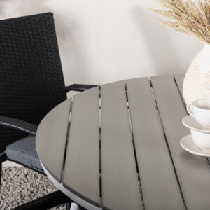 Break, Anna – Ensemble repas – Table : ⌀120 Chaise : 64 x 95 x 55 cm