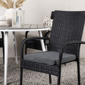 Break, Anna – Ensemble repas – Table : ⌀120 Chaise : 64 x 95 x 55 cm