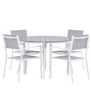 Break, Copacabana – Ensemble repas – Table : ⌀120 Chaise : 60,5 x 88 x 56,5 cm