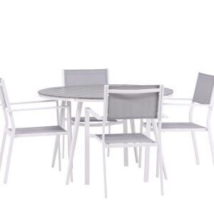 Break, Copacabana – Ensemble repas – Table : ⌀120 Chaise : 60,5 x 88 x 56,5 cm